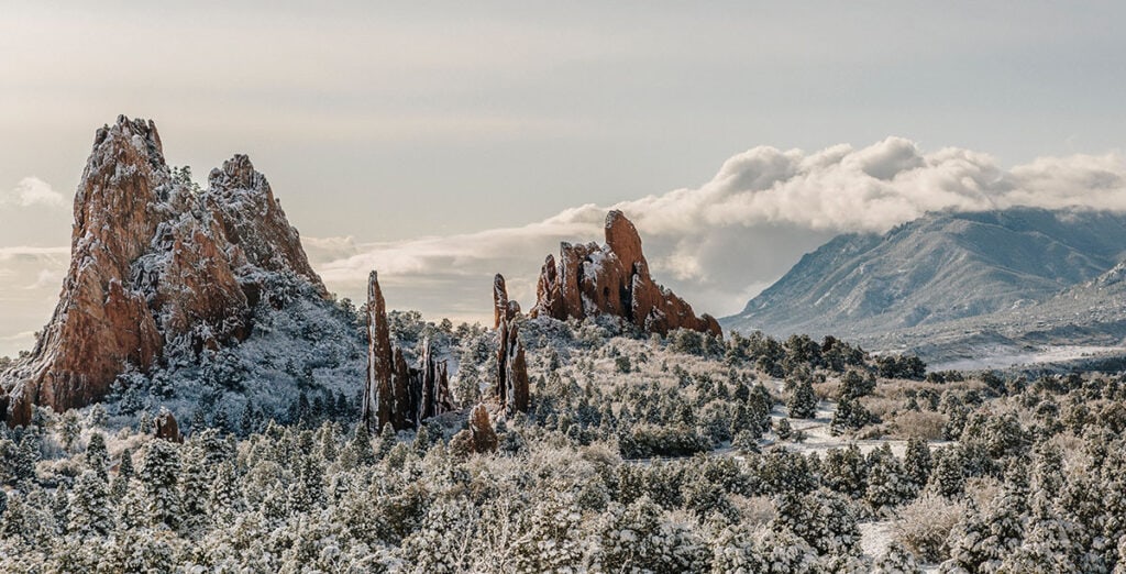 Snow-capped peak in Colorado Springs